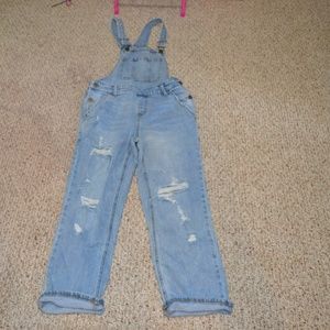 jean overalls ripped size xs never worn